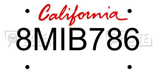 8MIB786 California License Plate