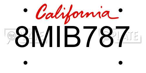 8MIB787 California License Plate