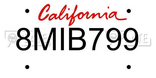 8MIB799 California License Plate