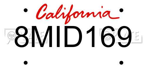 8MID169 California License Plate