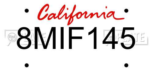 8MIF145 California License Plate