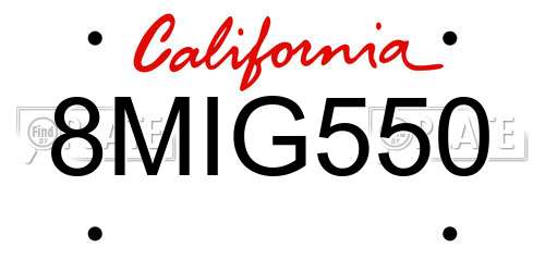 8MIG550 California License Plate