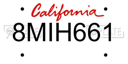 8MIH661 California License Plate