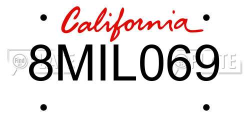 8MIL069 California License Plate