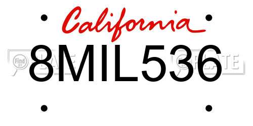 8MIL536 California License Plate