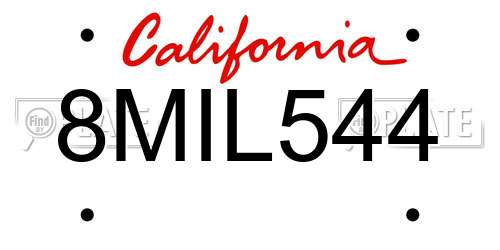 8MIL544 California License Plate