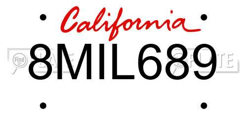 8MIL689 California License Plate
