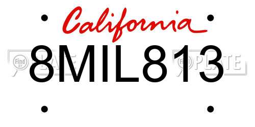 8MIL813 California License Plate