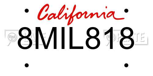 8MIL818 California License Plate