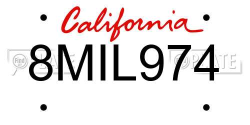 8MIL974 California License Plate