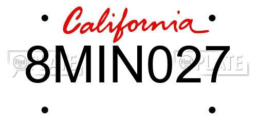 8MIN027 California License Plate
