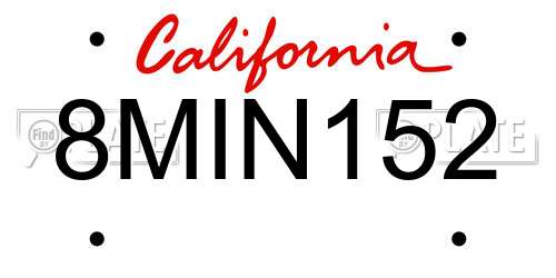 8MIN152 California License Plate