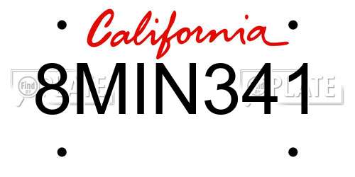 8MIN341 California License Plate