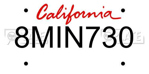 8MIN730 California License Plate