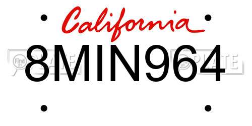 8MIN964 California License Plate