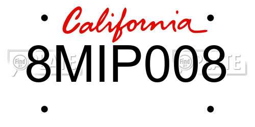 8MIP008 California License Plate