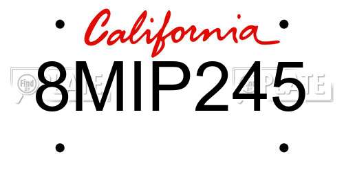 8MIP245 California License Plate