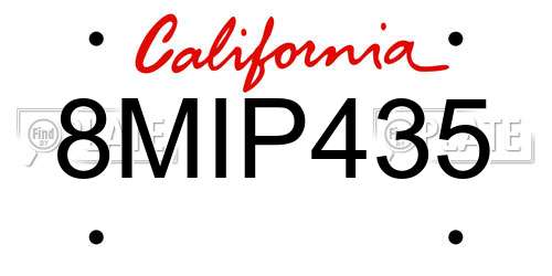 8MIP435 California License Plate