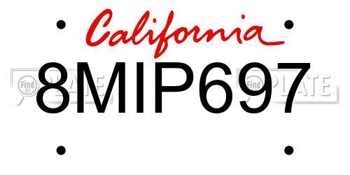 8MIP697 California License Plate
