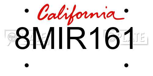8MIR161 California License Plate