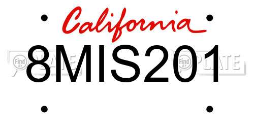 8MIS201 California License Plate