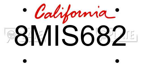 8MIS682 California License Plate