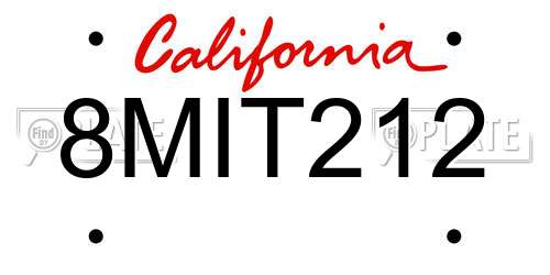 8MIT212 California License Plate
