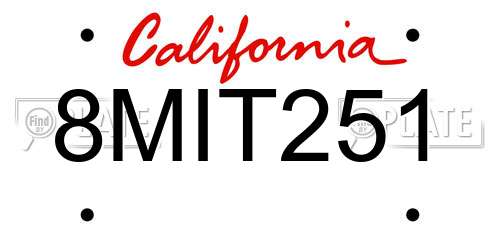 8MIT251 California License Plate