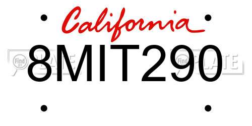 8MIT290 California License Plate