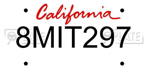 8MIT297 California License Plate