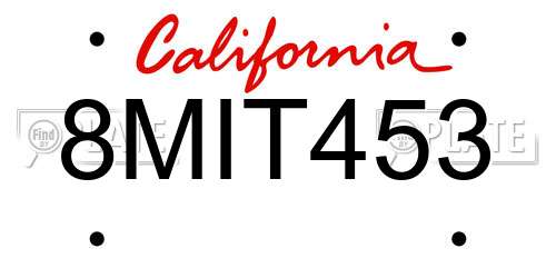 8MIT453 California License Plate