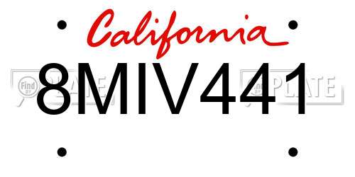 8MIV441 California License Plate
