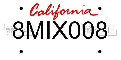 8MIX008 California License Plate