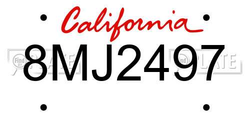 8MJ2497 California License Plate