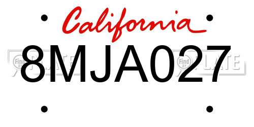 8MJA027 California License Plate