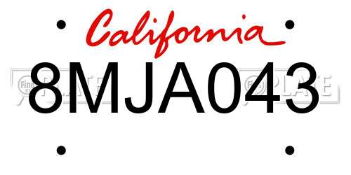 8MJA043 California License Plate