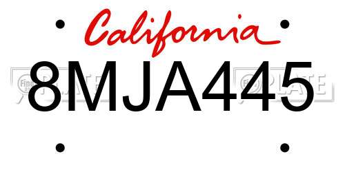 8MJA445 California License Plate