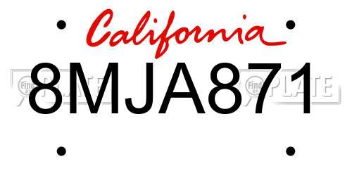 8MJA871 California License Plate