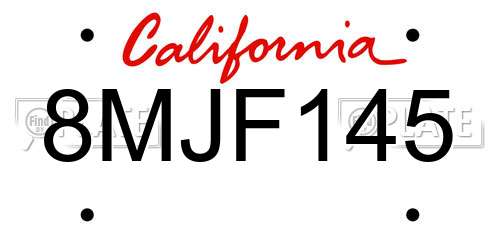 8MJF145 California License Plate