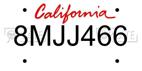 8MJJ466 California License Plate