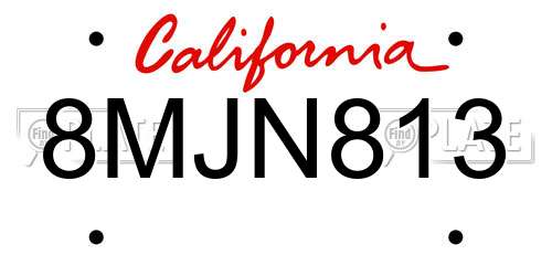 8MJN813 California License Plate