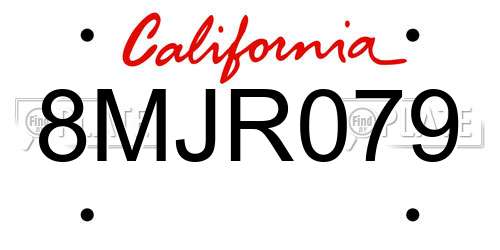 8MJR079 California License Plate