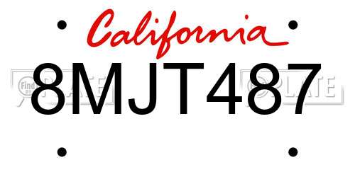 8MJT487 California License Plate