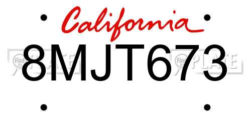 8MJT673 California License Plate