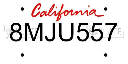 8MJU557 California License Plate