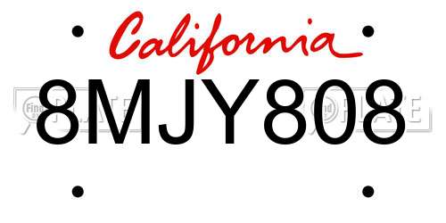 8MJY808 California License Plate