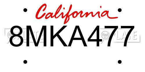 8MKA477 California License Plate