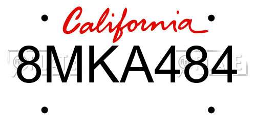8MKA484 California License Plate