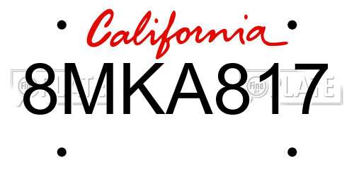 8MKA817 California License Plate