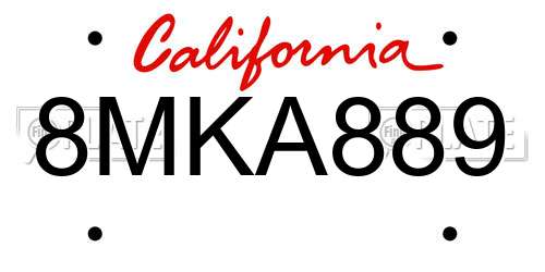 8MKA889 California License Plate